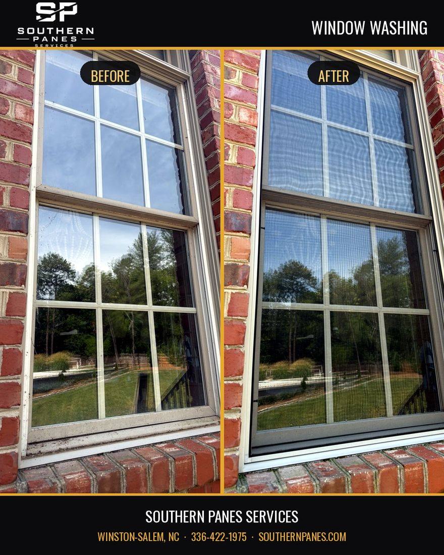 Before and after: window glass cleaned spot-free by Southern Panes